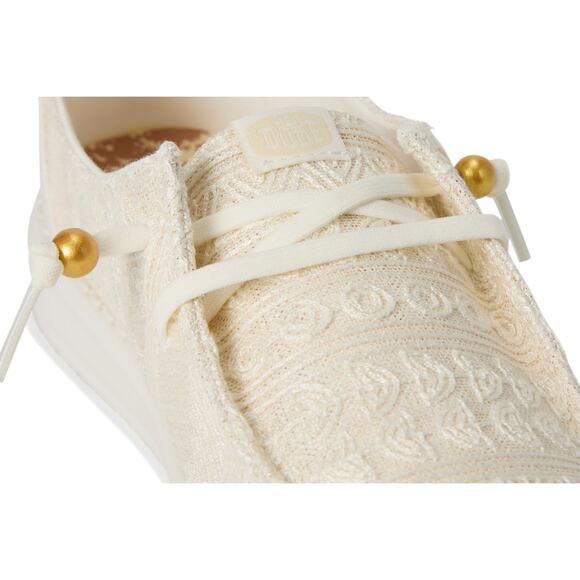 NWT HEYDUDE Women's Wendy Crochet Lace White/Gold 10 Medium - Picture 2 of 7